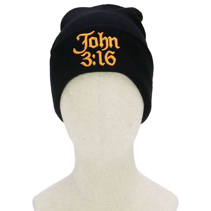 JOHN Religious Scripture Embroidered Beanie for wholesale on Faire3