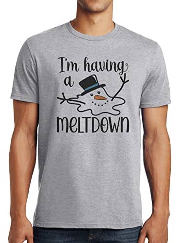Men's - Funny Snowman Meltdown Grey T-Shirt for wholesale by 7 ate 9 Apparel