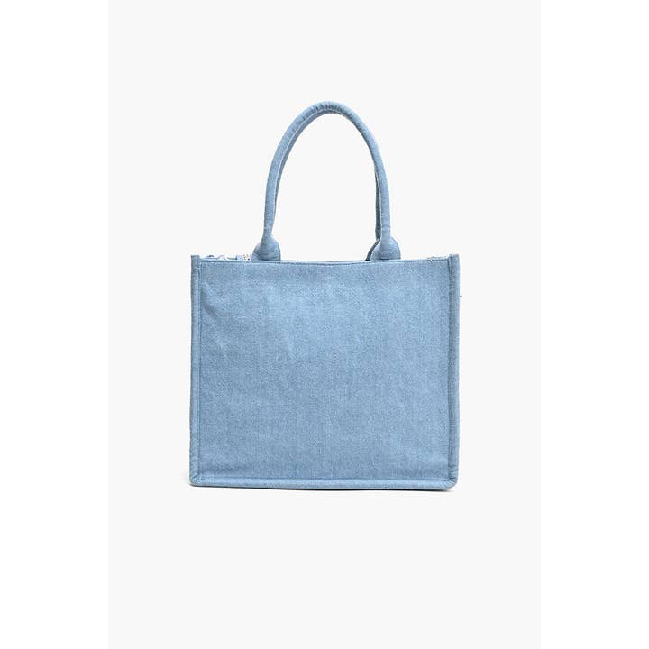America & Beyond - Wholesale Tote Bag - Women's - Beaded Denim Critter Shopper-Totally Turtle