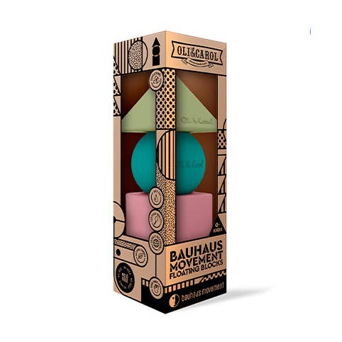 Bauhaus Natural Rubber Geometric Building Blocks Pastel for wholesale by Little Concepts Distribution Ltd