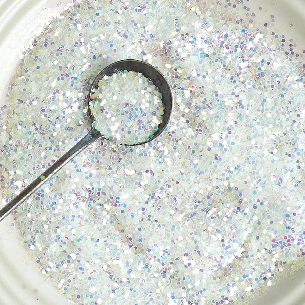 Factory Direct Craft - Venta al por mayor Purpurina - Tubos de 0,05 oz de purpurina blanca iridiscente gruesa0