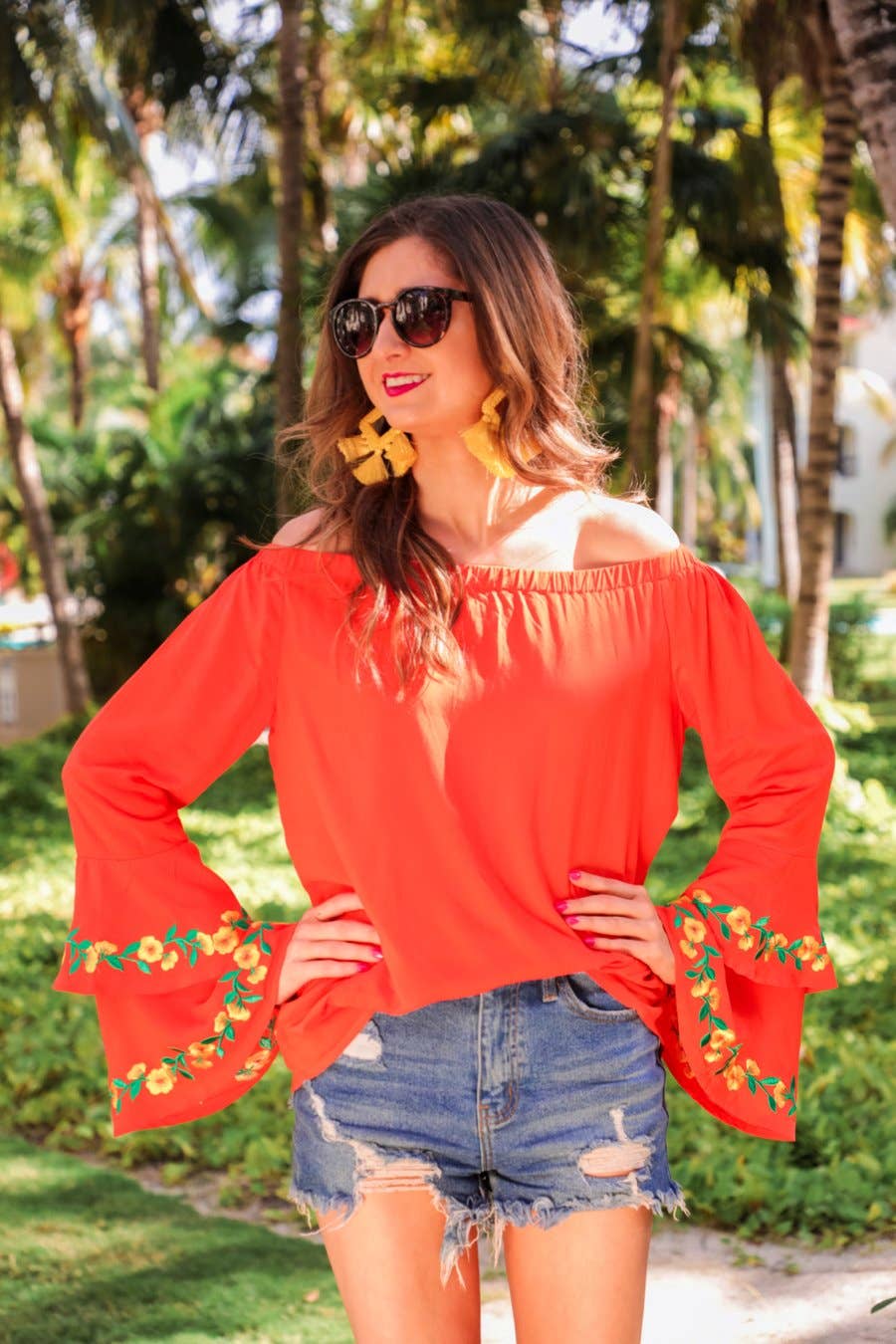 Orange Miranda Embroidered Top for wholesale on Faire11