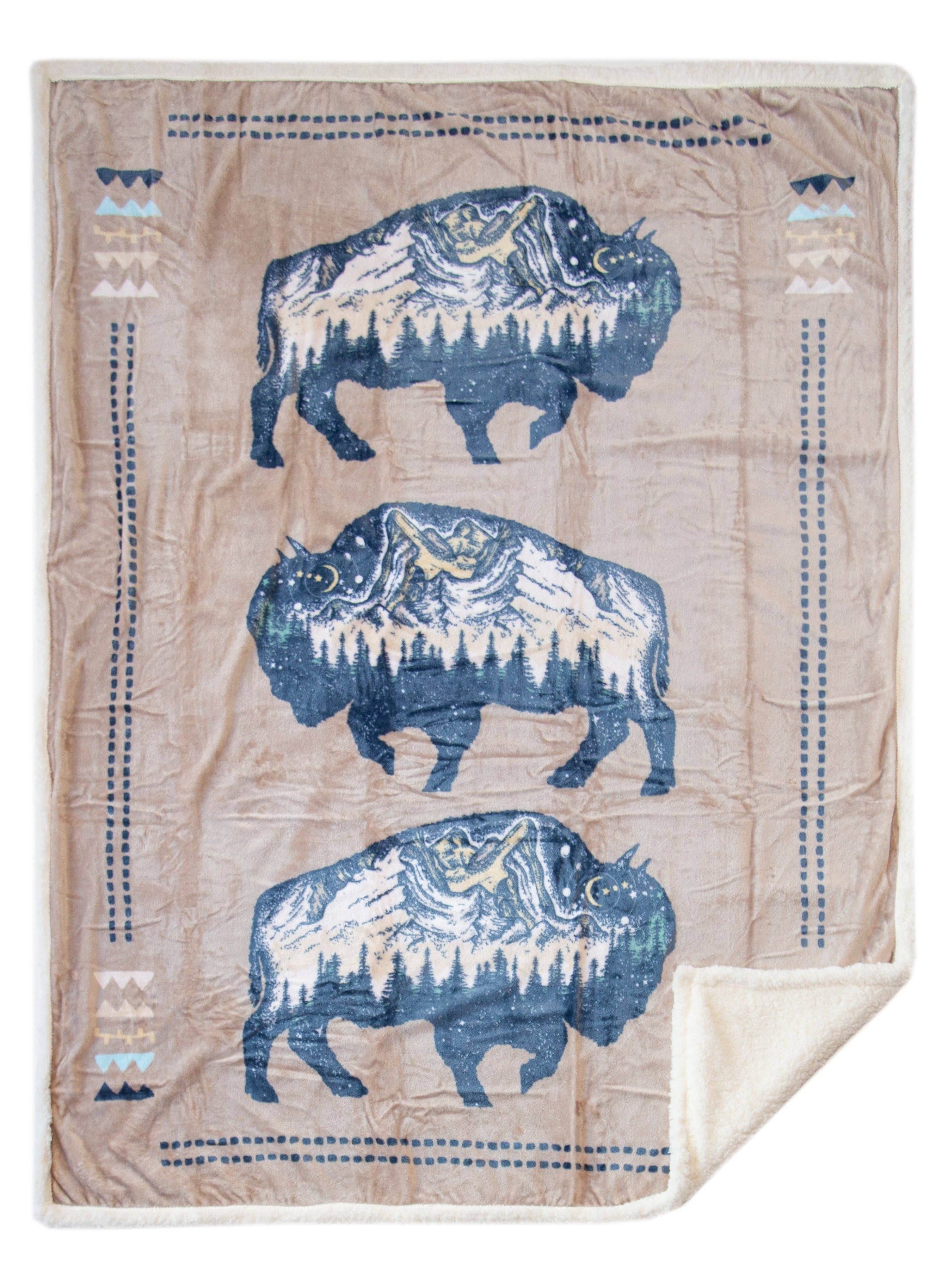 Carstens, Inc. - Wholesale Throw Blanket - Three Buffalo Plush Sherpa Throw7