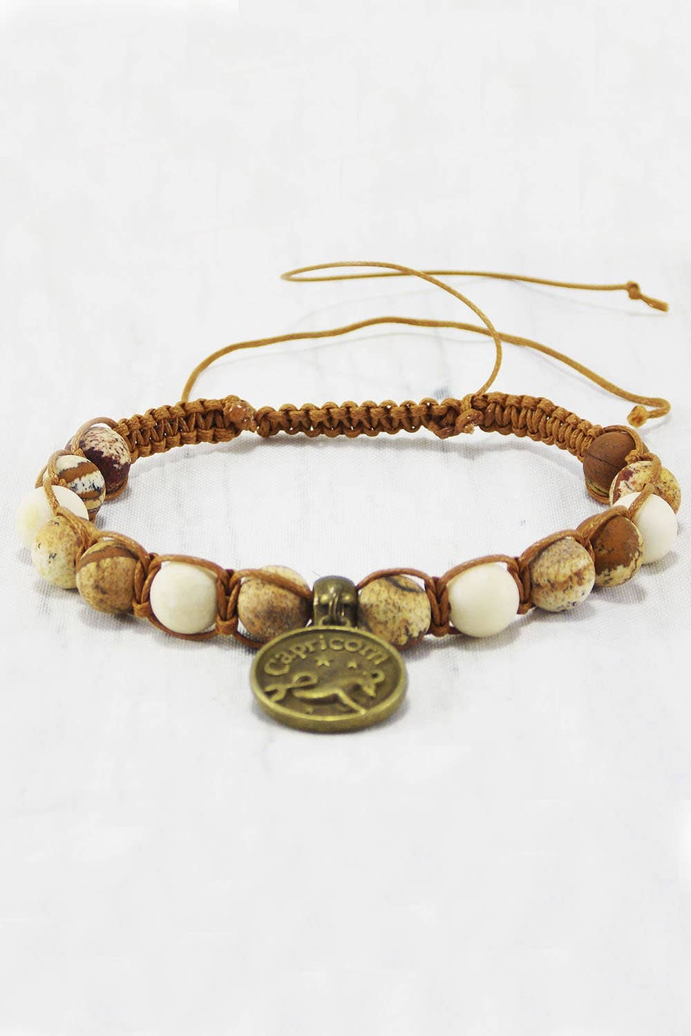 Ninolia - Venta al por mayor Pulseras de abalorios/colgantes - Pulsera Capricornio con dije de signo del zodíaco de cabra de 8 pulgadas de largo, piedra preciosa unakita macramé, regalos de cumpleaños de enero7