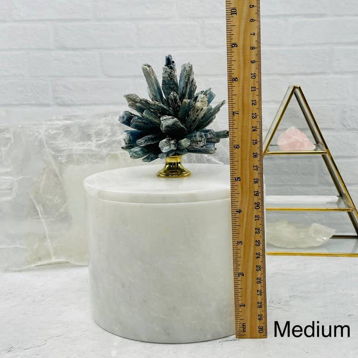 Rock Paradise - Wholesale Decorative box - Crystal Blue Kyanite Pinecone on Marble Box5