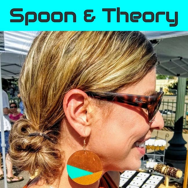 Acro Gold Dipped Color Block Wood Earrings for wholesale by Spoon & Theory Handmade