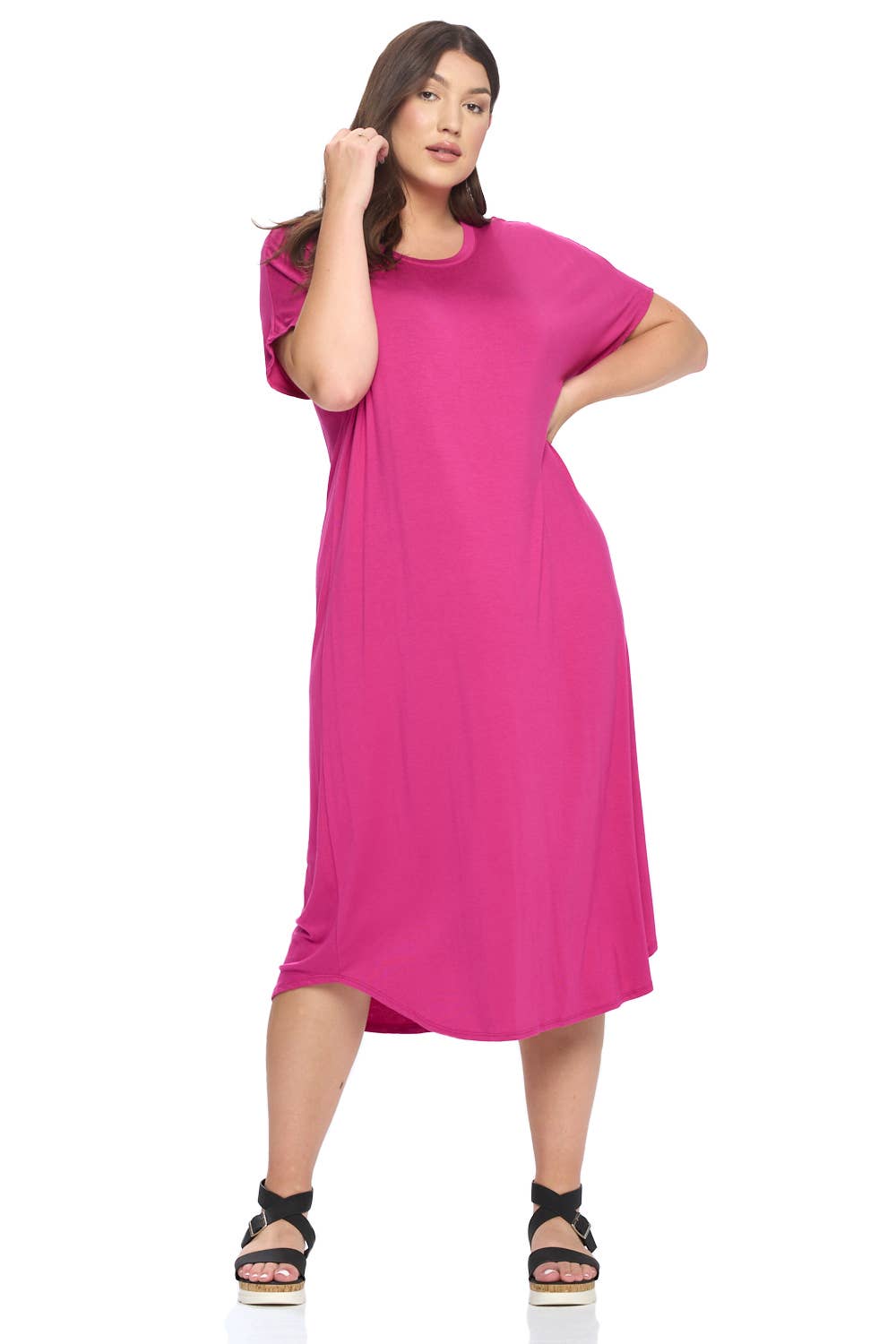 Allium - Wholesale Dress - Women's - Plus Size ALine Drop Shoulder Midi Dress1