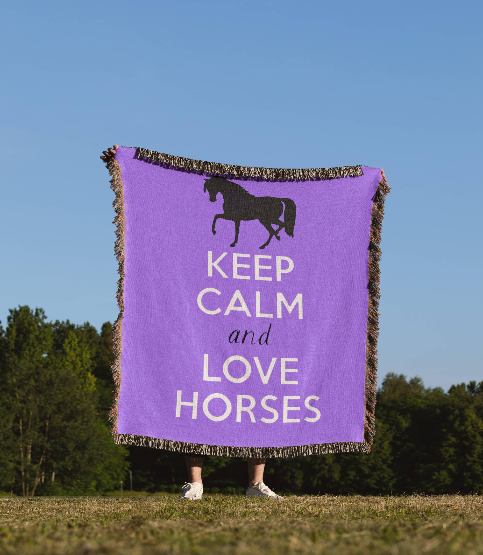 3dRose - Wholesale Throw Blanket - 3dRose, Keep calm and love horses. Purple., Blanket1
