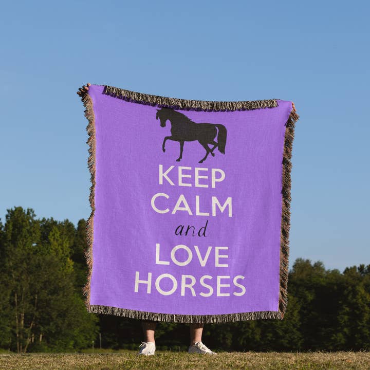3dRose - Wholesale Throw Blanket - 3dRose, Keep calm and love horses. Purple., Blanket1