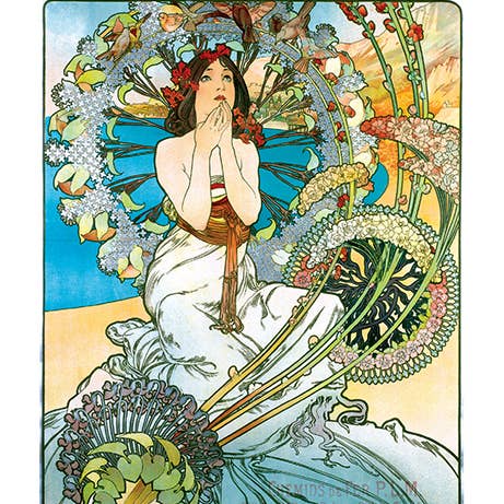 Laughing Elephant - Vendita all'ingrosso Biglietti di auguri generici - Alphonse Mucha - Biglietti in scatola per uso quotidiano1