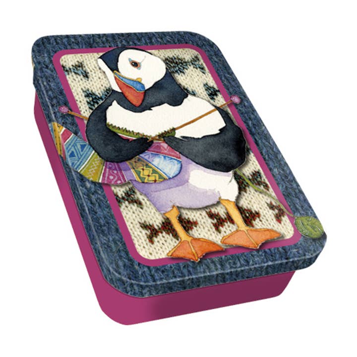 Emma Ball Ltd - Wholesale Decorative Box - Knitting Puffin, Pocket Tin0