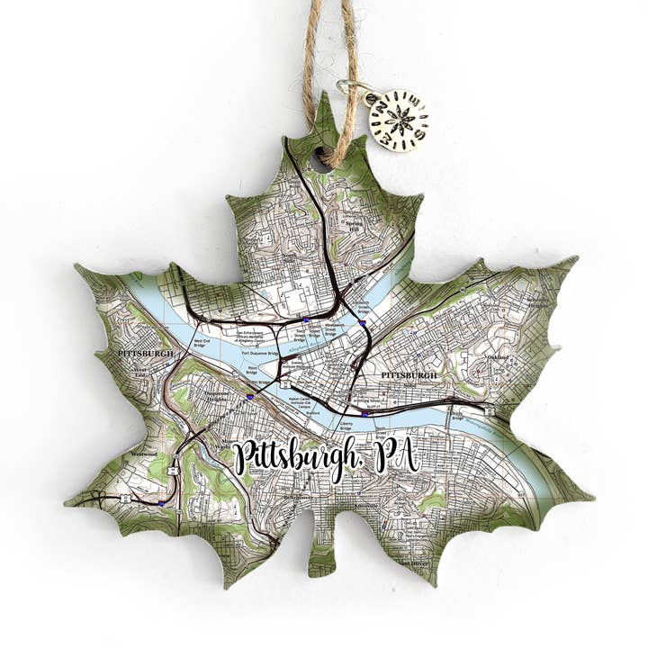 Map Mom - Wholesale Ornament - Wood Ornament - Maple Leaf Shape - Custom Map Location