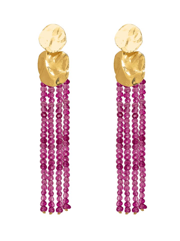 Pendientes Liliana de ágata fucsia para venta al por mayor de Lavani Jewels