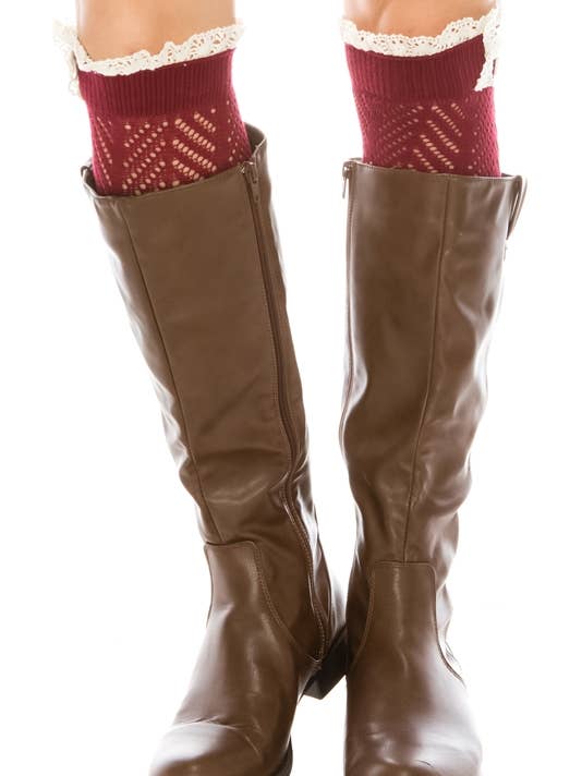 DNMC - Wholesale Socks - Women's - Knit Boot Cuffs w/ Lightweight Lace (1 Pair)4