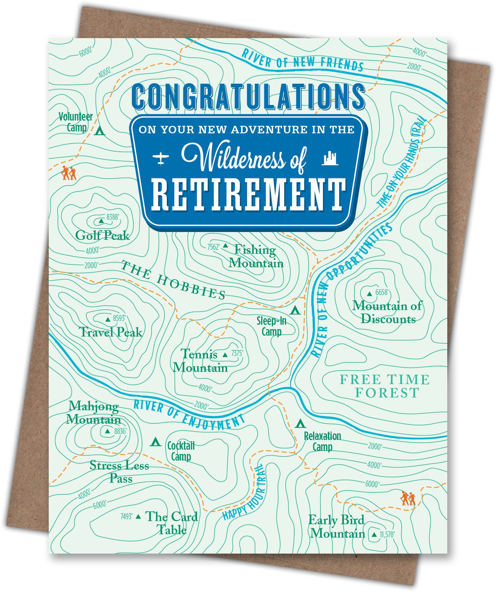 Waterknot - Wholesale Retirement Card - Retirement Topo Map Card1