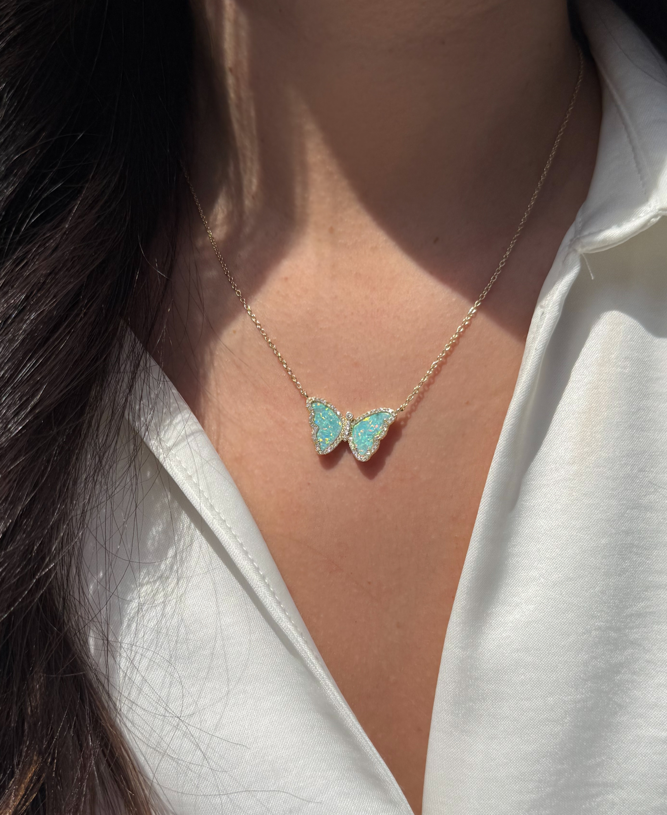 Kamaria Jewelry - Wholesale Pendant/Charm Necklace - Opal Butterfly Necklace With Crystals16