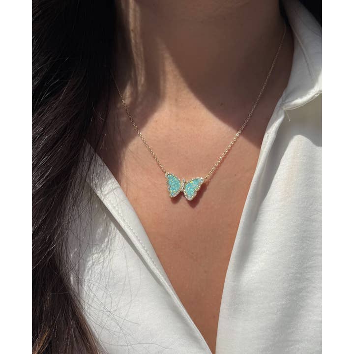 Kamaria Jewelry - Wholesale Pendant/Charm Necklace - Opal Butterfly Necklace With Crystals16