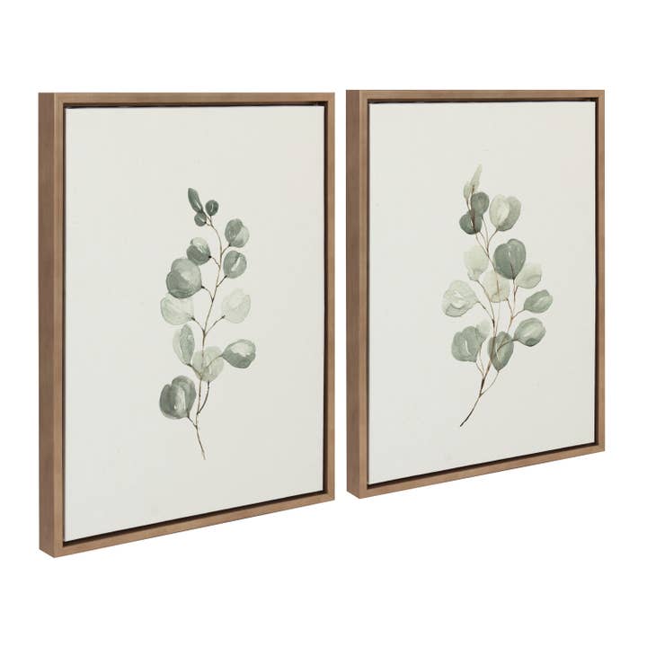 Sylvie Eucalyptus Framed Canvas Set by Maja Mitrovic of Makes My Day Happy for wholesale by Kate and Laurel