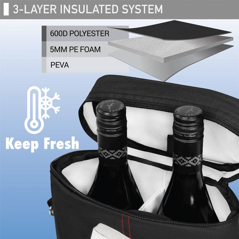 OPUX – Großhandel Weintasche – Weintragetasche für 2 Flaschen48