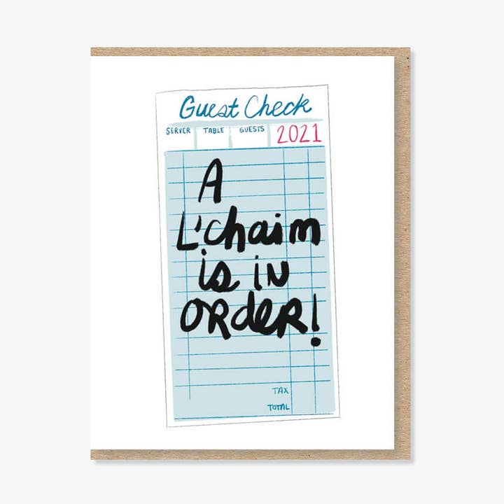 L'chaim is in order! Card for wholesale by Everyday Yiddish