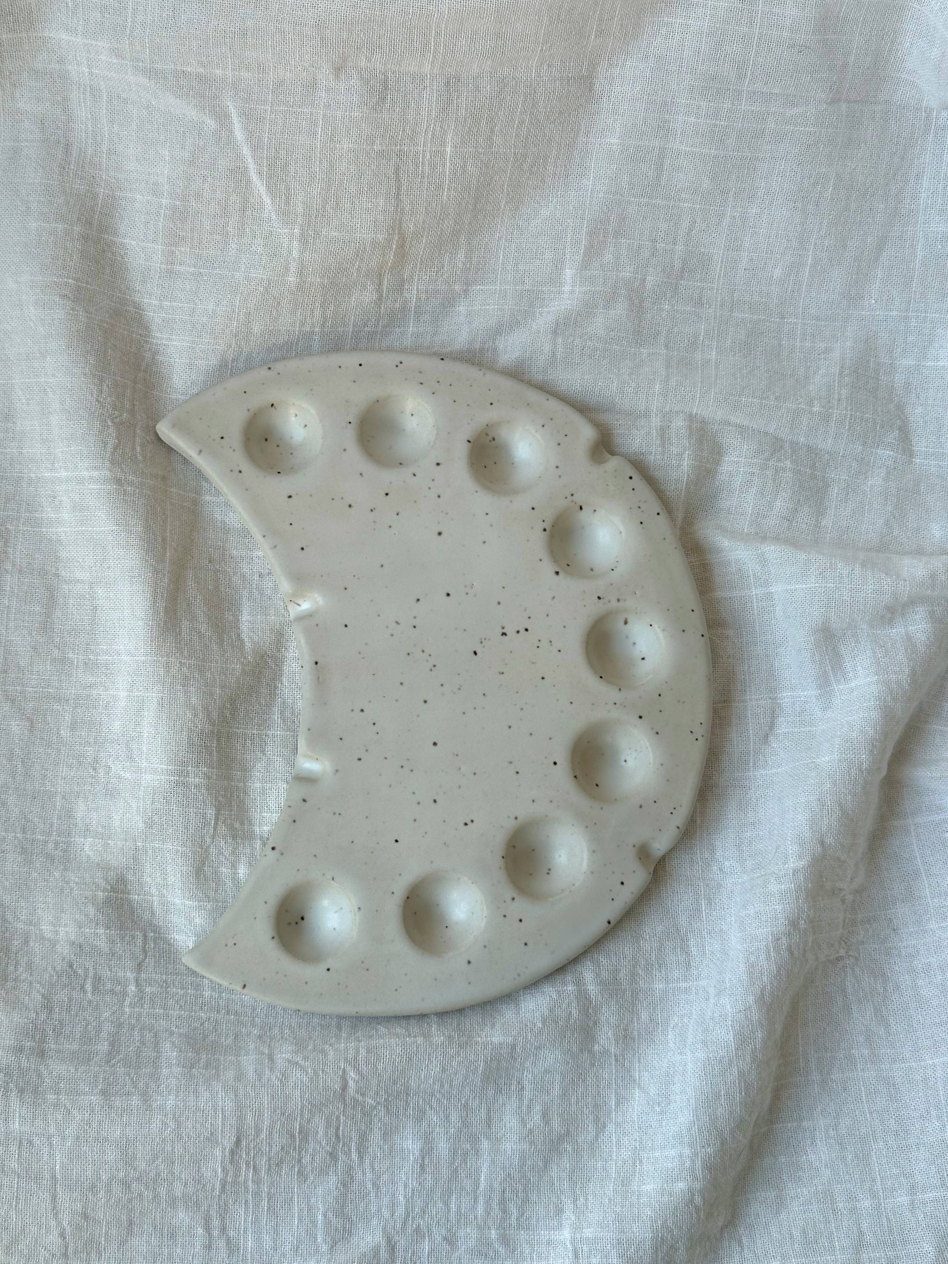 Little Lily Pottery - Wholesale Palette/Mixing Tray - Crescent Artist Palette | Ceramic Paint Palette