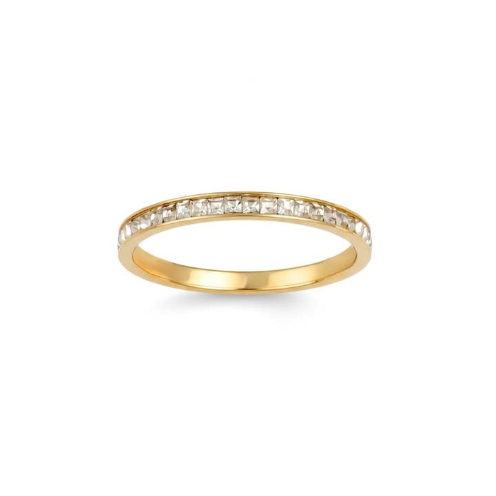 Slim Eternity Ring - Thin Channel-set Ring - Gold CZ Ring for wholesale by Blueyejewelry