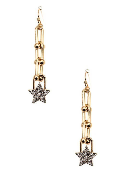 PAVE STAR DANGLE DROP EARRING for wholesale by Andrea Bijoux