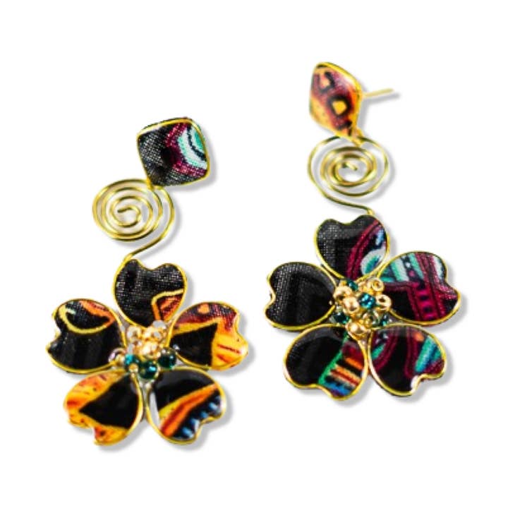 Black Afrocentric Stud Spiral Dangles for wholesale by Perennial Peaces