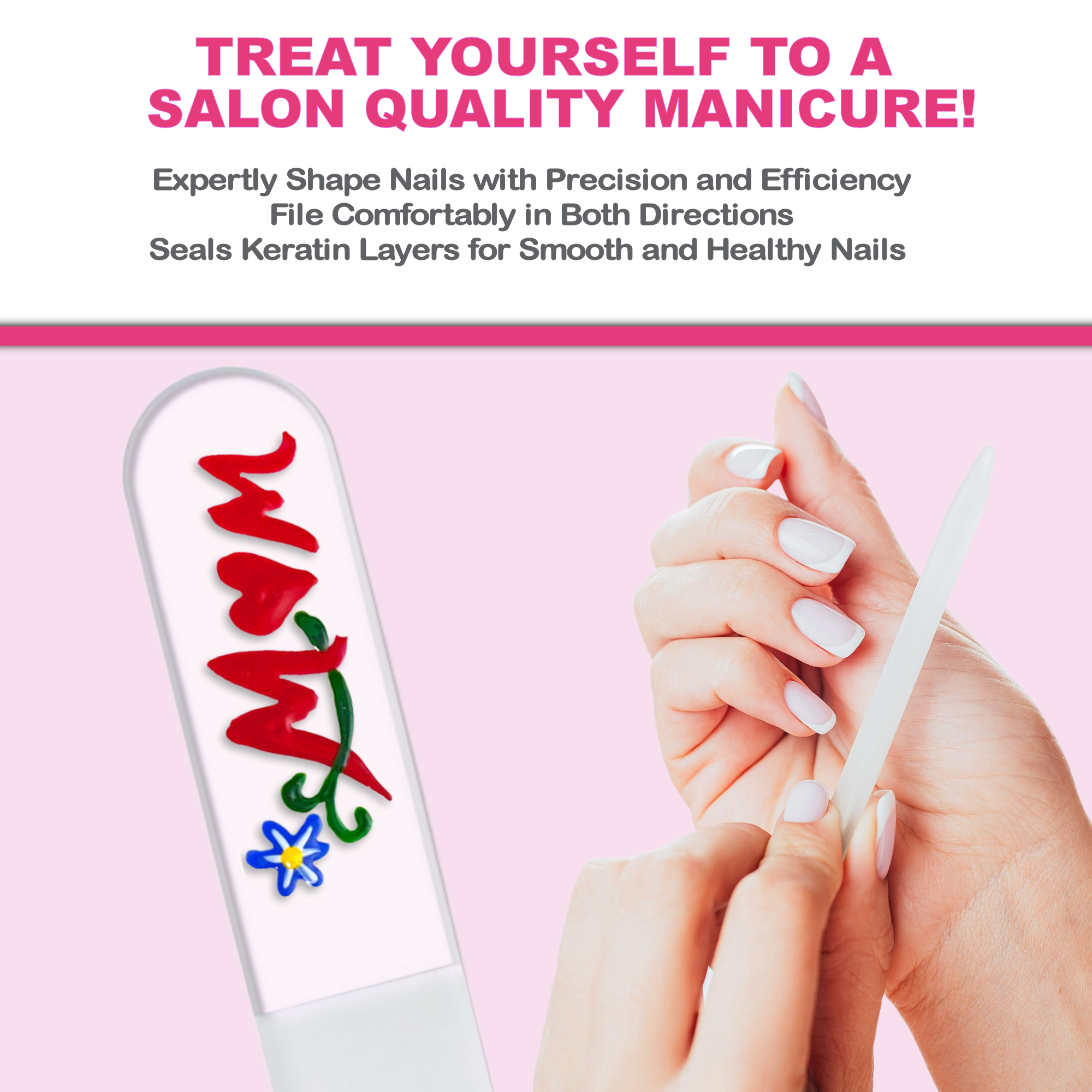 Classy Nail Files – wholesale Nagelfil – Mamma Blommor Mors dag Present Handmålad Kristallnagelfil3