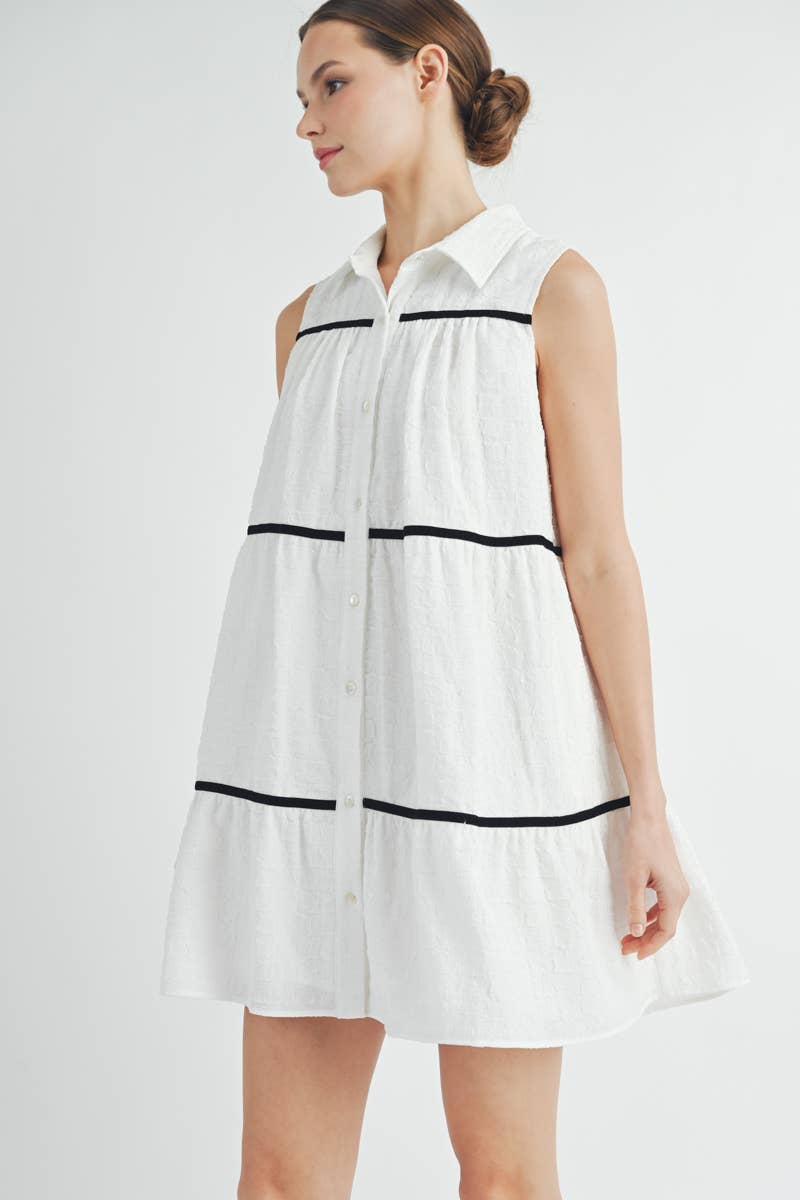 AIBLEE - Venta al por mayor Vestido - Mujer - Vestido mini de vuelo abotonado - Sin mangas1