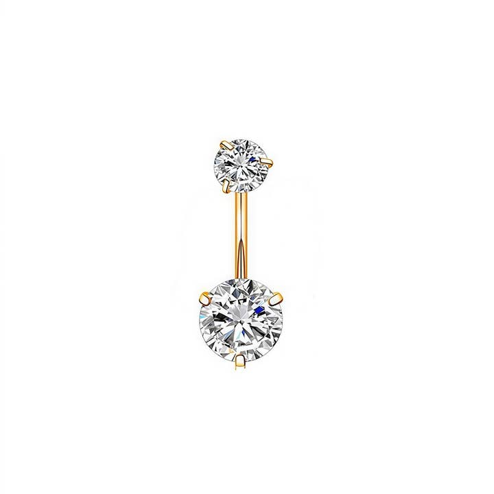 ACCITY - Wholesale Belly Ring - Round CZ 3-Prong Stainless Steel Navel Ring_CWMM93772