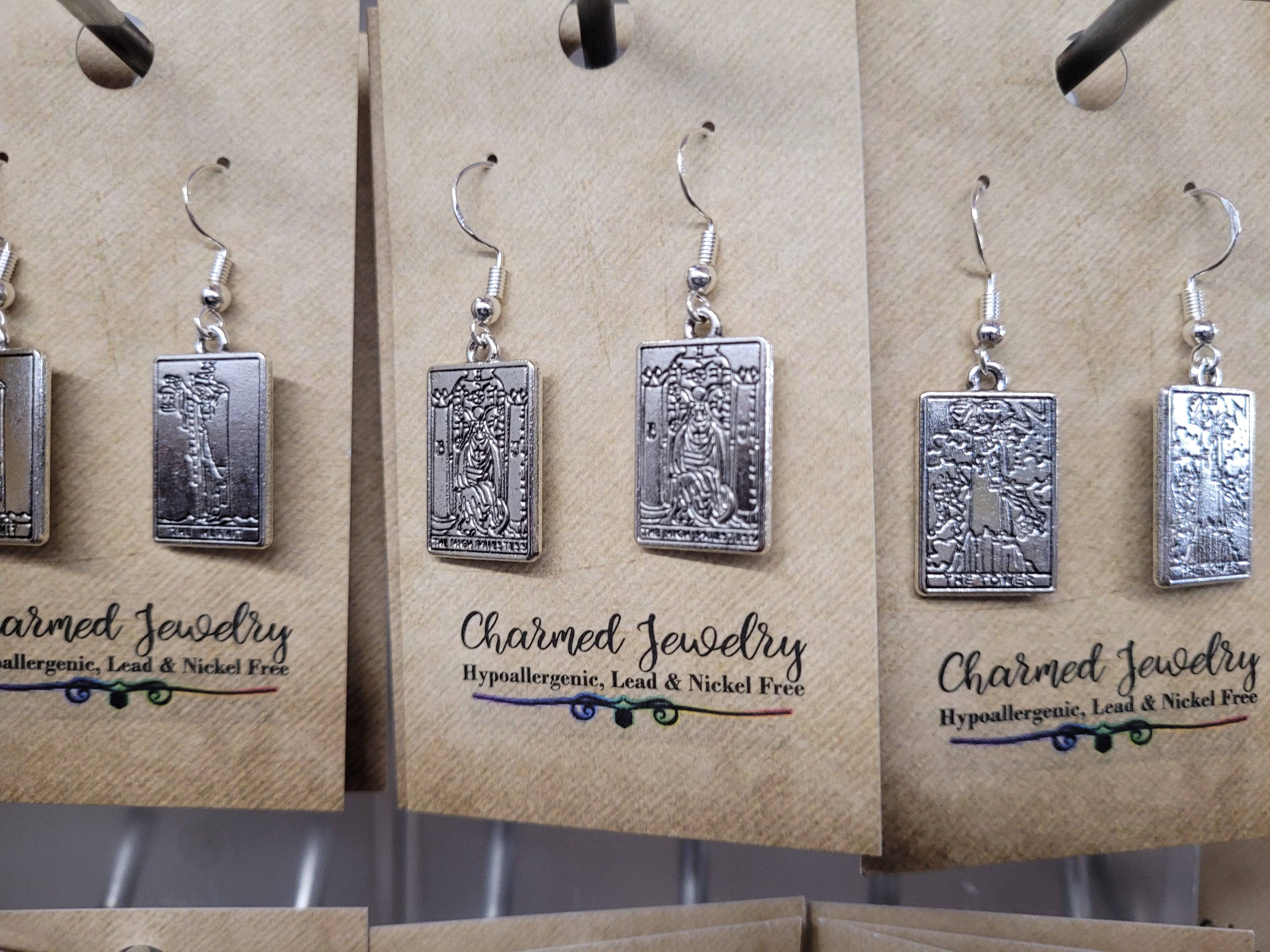 Con-Quest Crafts - Wholesale Dangle Earrings - Silver Tarot cards Earrings - Various card designs.19