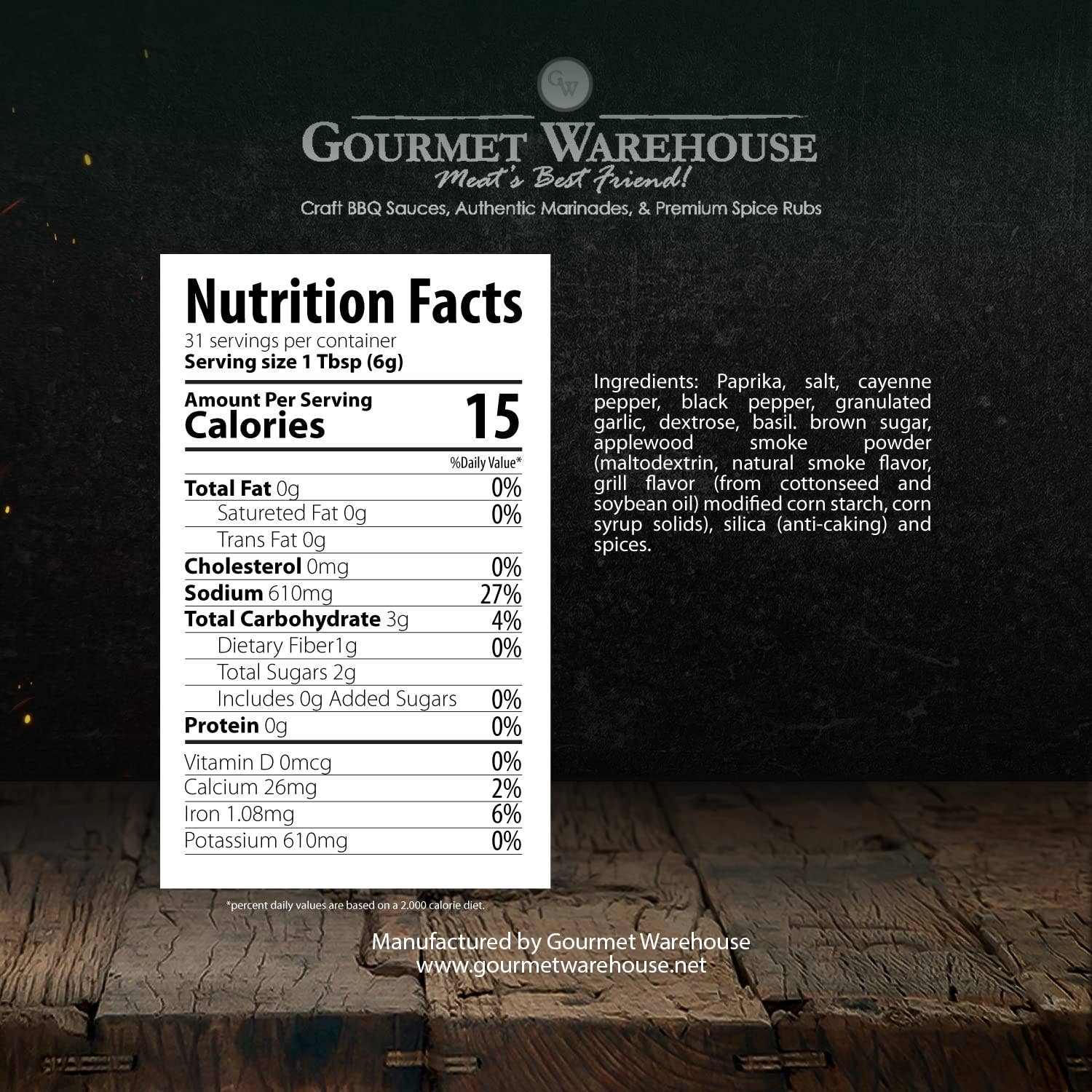 Gourmet Warehouse Brands - Wholesale Rub - Gourmet Warehouse Applewood Smoke Rub2