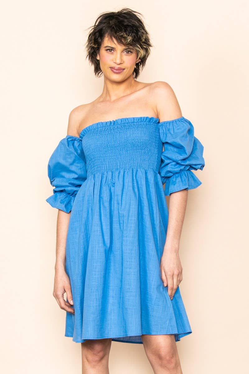 Elloh Collection – wholesale Klänning - Dam – Axelbandslös linneblandad smockklänning med foder6