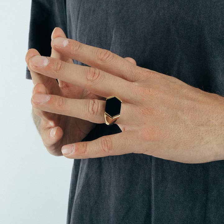 Blackskies - Wholesale Cocktail/Statement Ring - Abyss Ring Gold - Black2