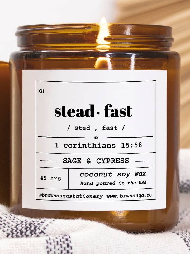 Steadfast Candle - Sage & Cypress for wholesale by Brown Suga Stationery & Print Shop