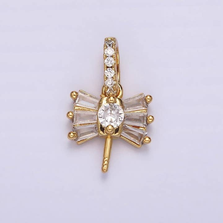 Apprêts de Bijoux en Or Rempli 14K avec Ruban Baguette Clair et Micro Pavé de CZ | Z506 pour la vente par Aim Eternal