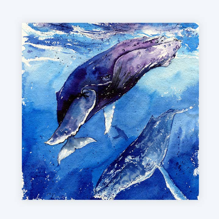 Elena Markelova Arts - Wholesale Art Print - The Trifecta - Whales Watercolor Art Print