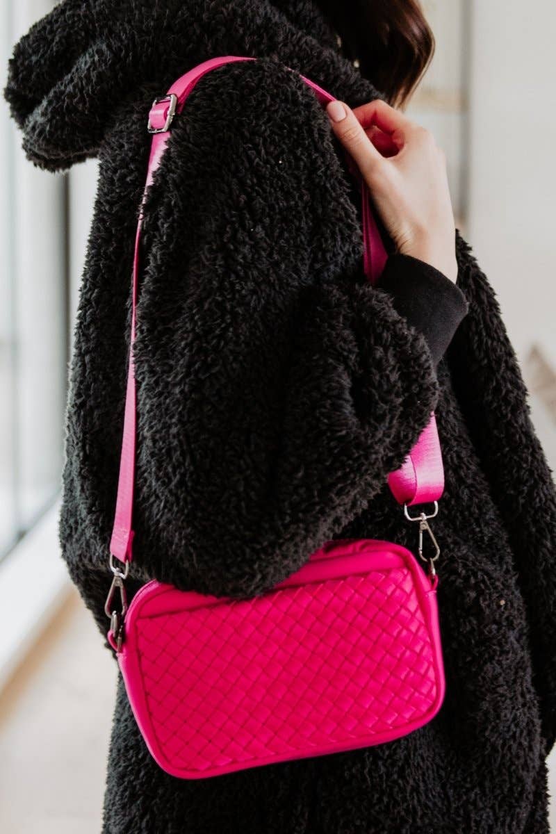 Hot Pink Woven Crossbody Bag Wholesale for wholesale on Faire2