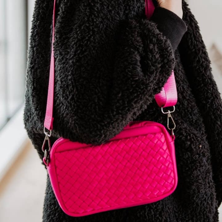 Hot Pink Woven Crossbody Bag Wholesale for wholesale on Faire2