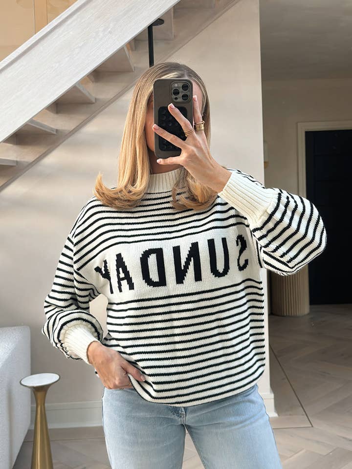 JERSEY OVERSIZE PARISINO DE RAYAS BLANCAS DE PERRIE SIAN para venta al por mayor de In The Style