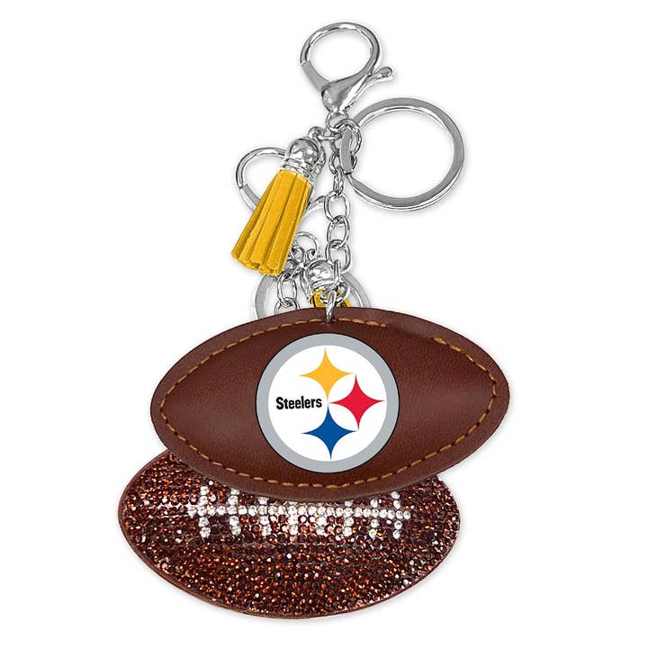 NFL Pittsburgh Steelers Rhinestone Puff Keychain for wholesale by Aminco USA