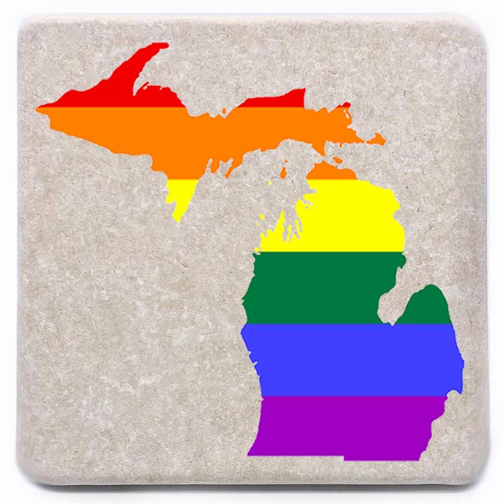 "Your State Silhouette" LGBTQ+ Pride Stone Coaster for wholesale by Noomoon