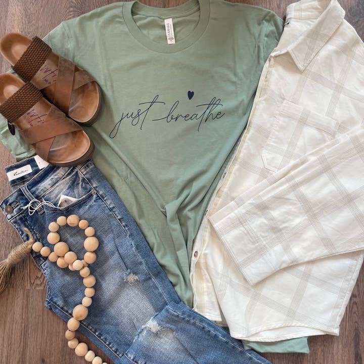 Just Breathe Tee for wholesale by Kiki's Boutique