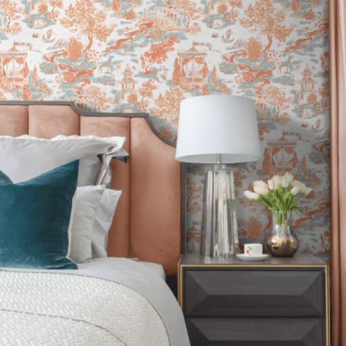 SmithHönig – wholesale Tapetrulle – Skala och stick Bakgrund Sommar House/Korall1