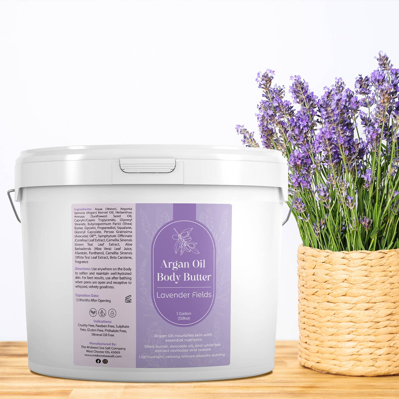 The Midwest Sea Salt Company - Wholesale Body Balm/Butter - Lavender Fields Argan Oil Nourishing Body Butter - 1 Gallon4