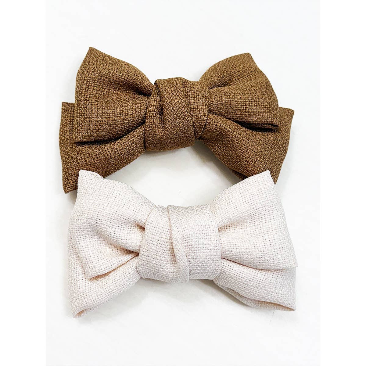 MIX COLOR Neutral Tone Double Layer Linen Bow for wholesale on Faire1