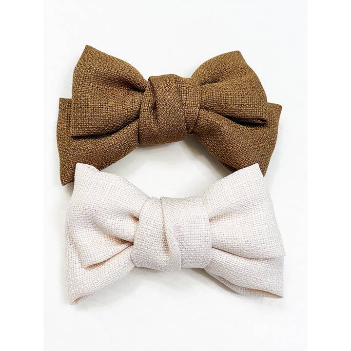 MIX COLOR Neutral Tone Double Layer Linen Bow for wholesale on Faire1