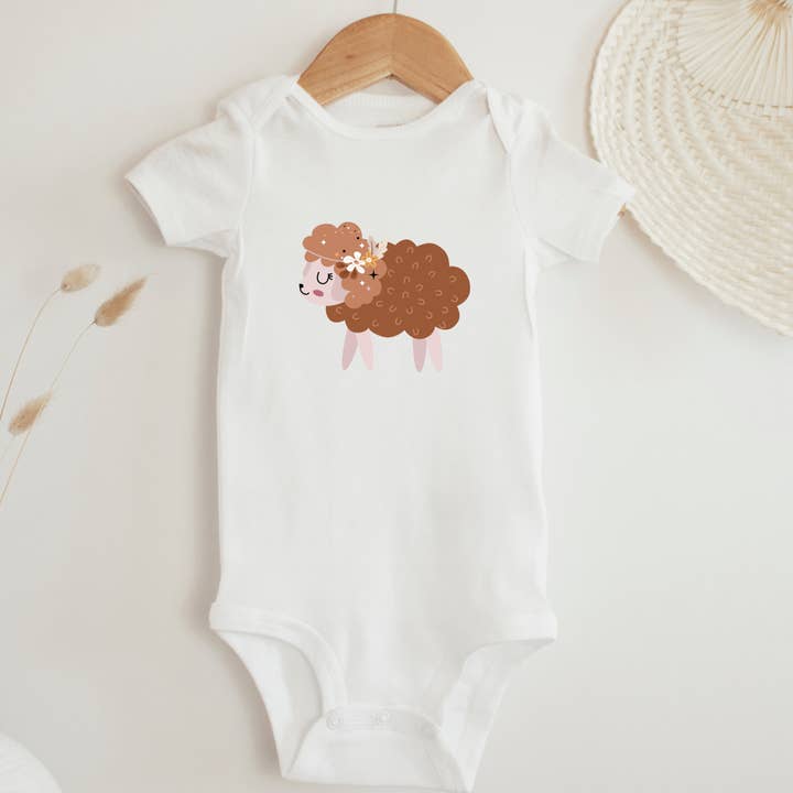 Petite Star Rising - Wholesale Rompertje - Baby - Bruine bodysuit met lamsvlees en boho