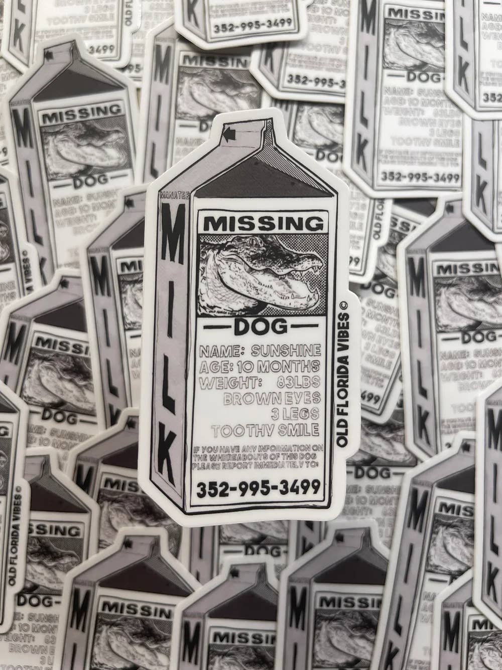 Lost Dog Milk Carton Sticker for wholesale by Old Florida Vibes